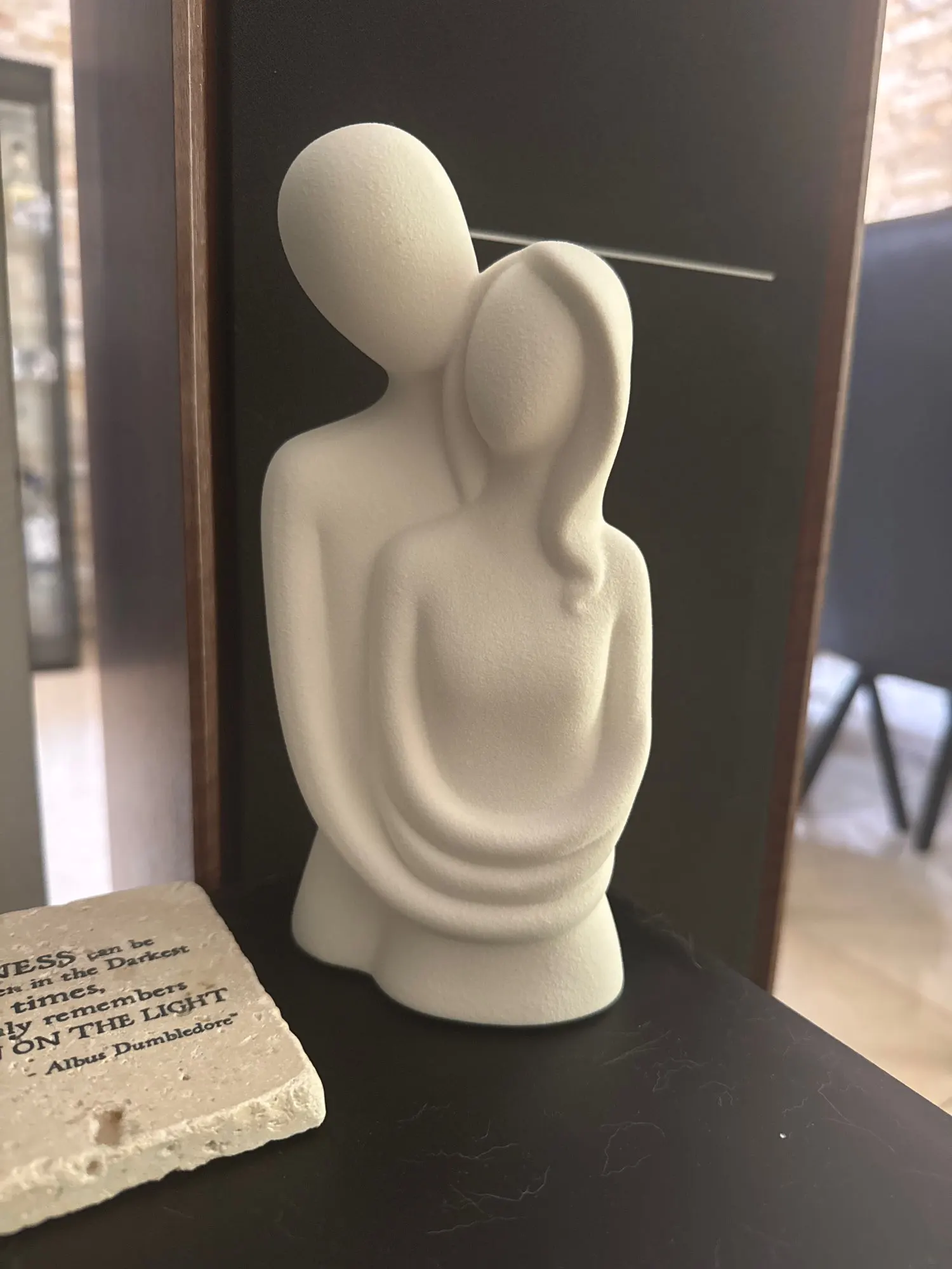 Nordic Abstract Couple Sculpture, Lover Hugging Characters, Frosted Ceramic Statues, Plain White/Grey Figurines, Wedding Gifts photo review