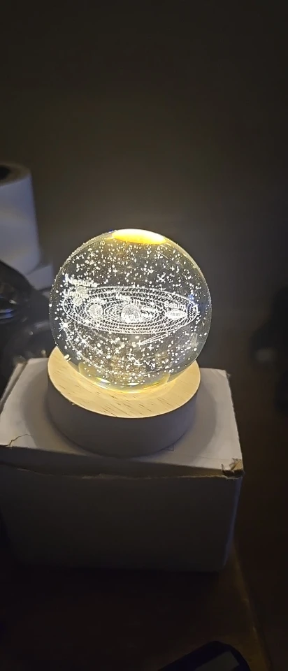 Glødende 3D Krystallkule Nattlampe – USB LED Hjemmedekor photo review