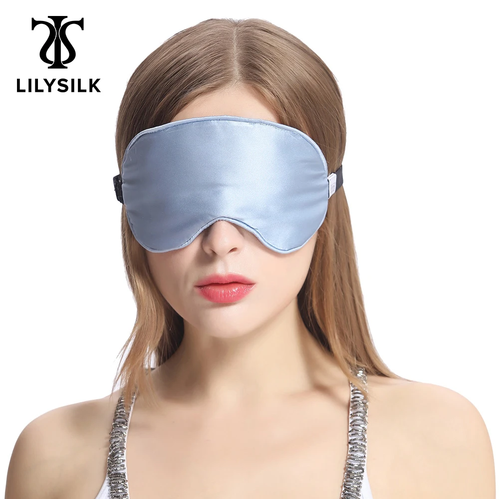 LILYSILK Silk Sleep Eye Mask With Wide Elastic Band Pale Turquoise Final Sale Free Shipping