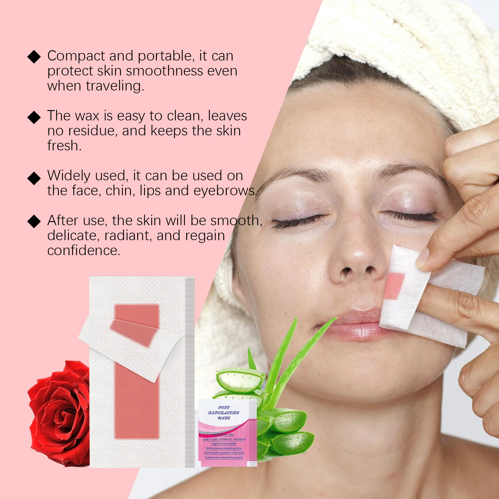 Professional Hair Removal Wax Strips for Face Temperate Harmless High Quality Dual-Side Non Woven Full Body Depilatory Papers 6