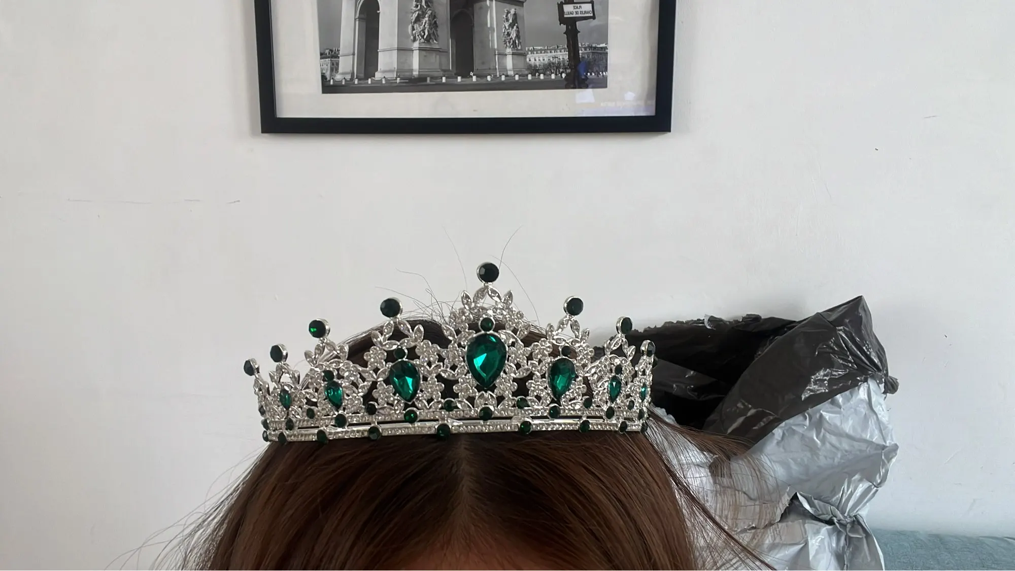 Crystal Silver Color Wedding Crown photo review