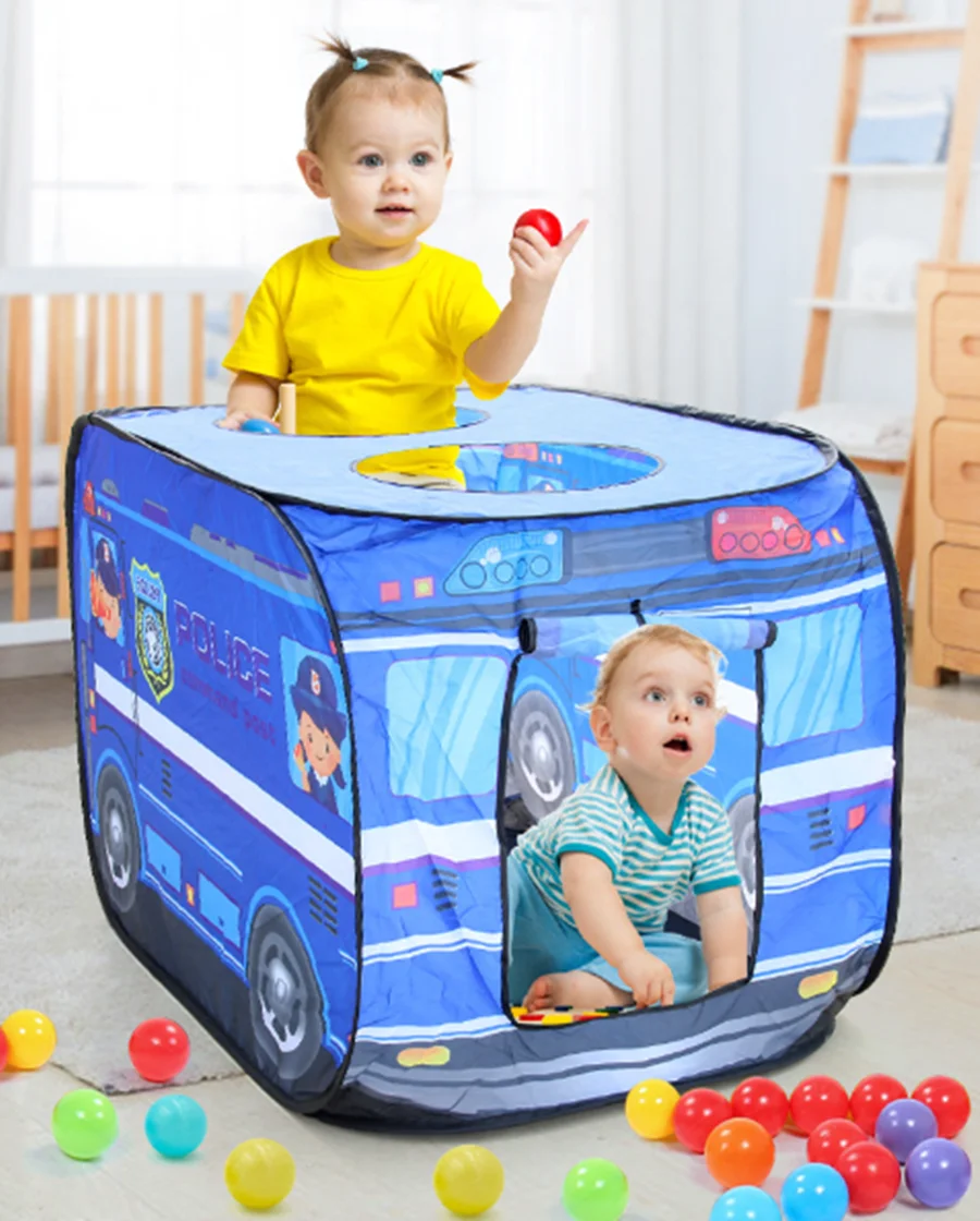 Description Picture 5 of itemChildren's Popup Play Tent Toy Outdoor Foldable Playhouse Fire Truck Police Icecream Car Kid Game House Bus Indoor Garden Gift