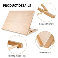 Adjustable Wooden Tabletop Easel 5 Angle Foldable Drawing Board Stand Portable Artist Painting Sketching Book Holder Reading Stand for Canvas Notebook Tablet 2