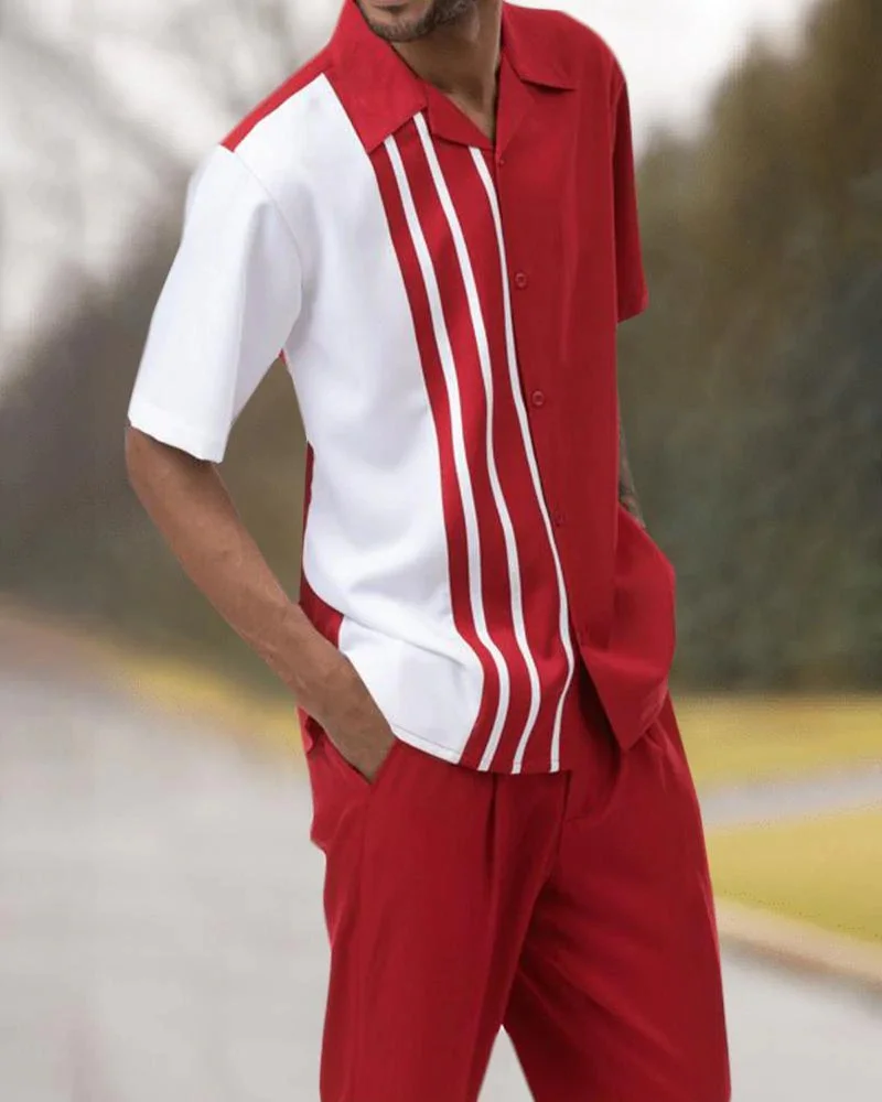 Top + Pantalones de moda para hombre, de paseo a rayas verticales y horizontales, Harajuku de alta calidad, ocio al aire libre, 2 piezas, 2022 - AliExpress