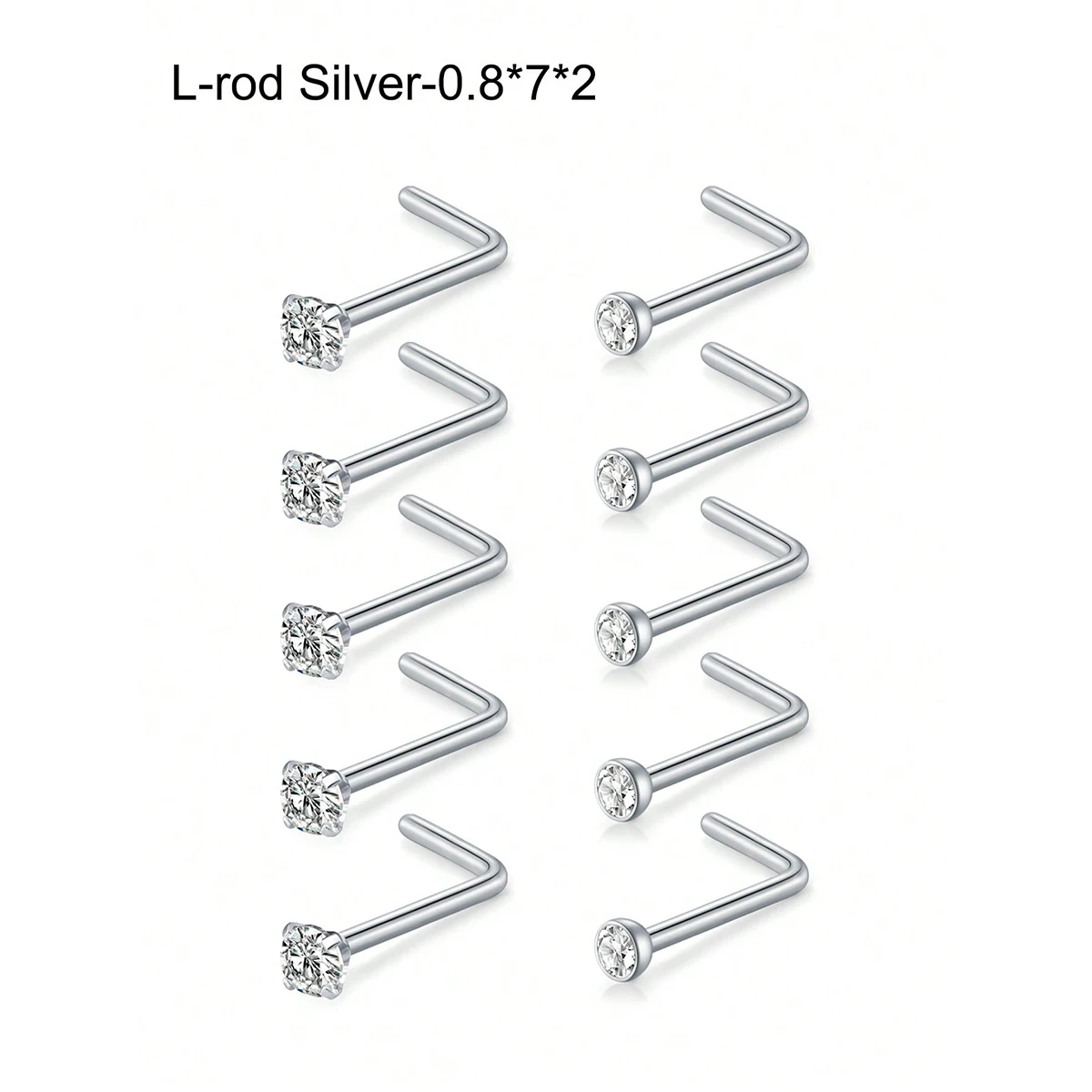 10 قطعة ترصيع الأنف خواتم الأنف للنساء 18 جرام 20 جرام L على شكل المفتاح الأنف الدائري الفولاذ المقاوم للصدأ الأنف المسمار ترصيع الأنف خواتم