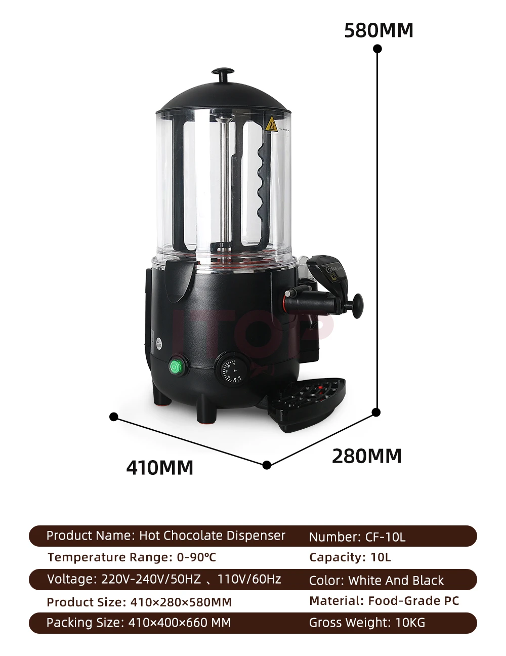 Hot Chocolate Dispenser Machine 5L/10L Capacity For Heating