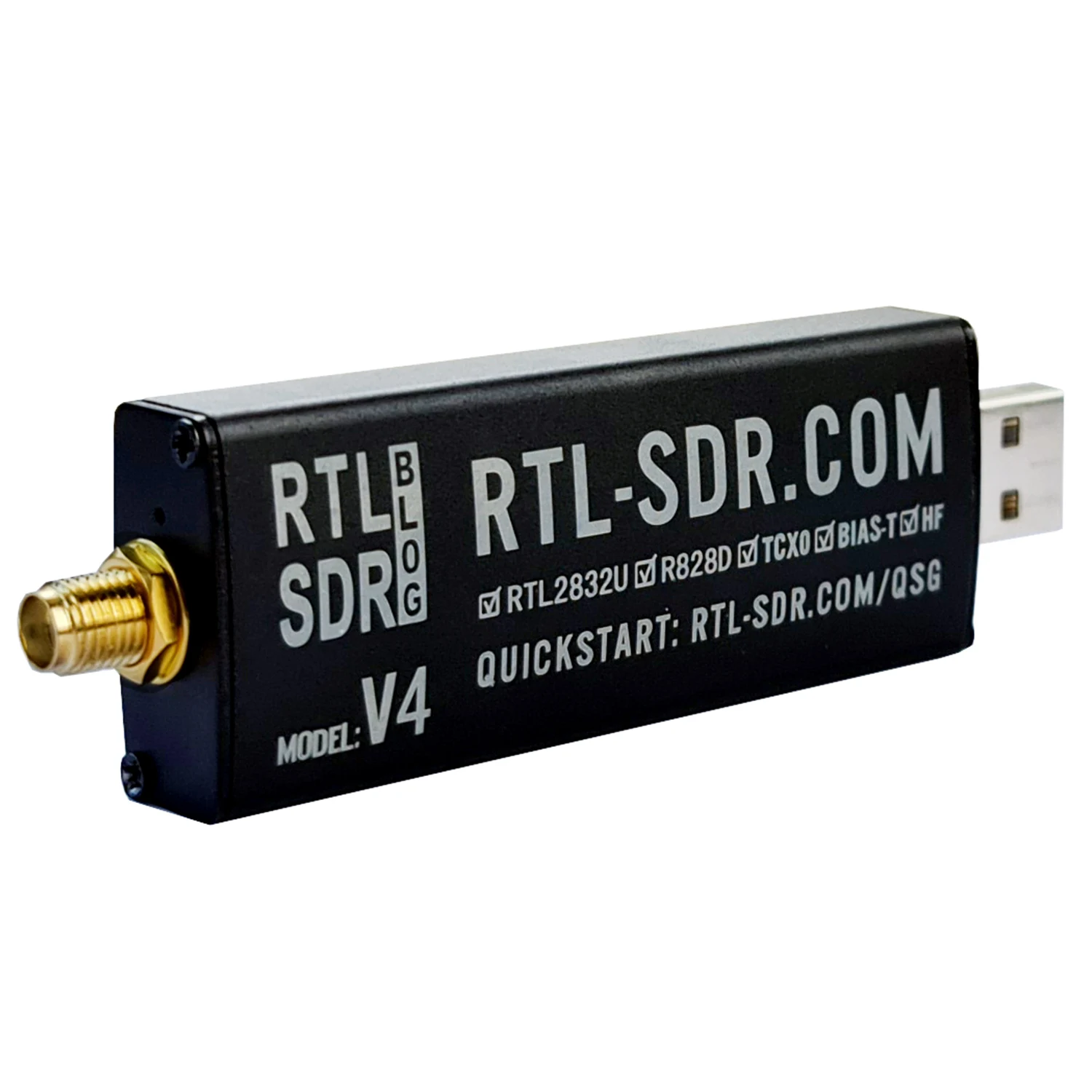 Software defined radio RTL SDR V4 R828D RTL2832U 1PPM TCXO SMA RTLSDR with dipole antenna