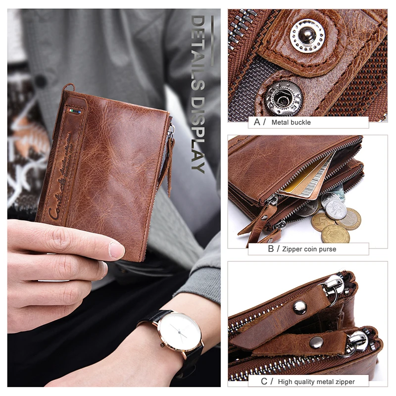 Leather Wallet Men Wallets Luxury Brand Clutch Wallet Brown Money Clip Men's  Leather Wallet Male Purse Cuzdan