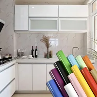 สีขาว DIY PVC Self-Adhesive วอลล์เปเปอร์เก่าเฟอร์นิเจอร์ตกแต่งสติกเกอร์ห้องครัวตู้ Moisture-proof กันน้ํา Wallpape 2