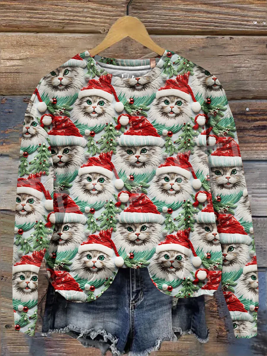 NewFashion Xmas Winter Christmas Ugly Knitted Sweater Santa Claus Pullover Retro Sweatshirt 3DPrint Streetwear Casual Harajuku G