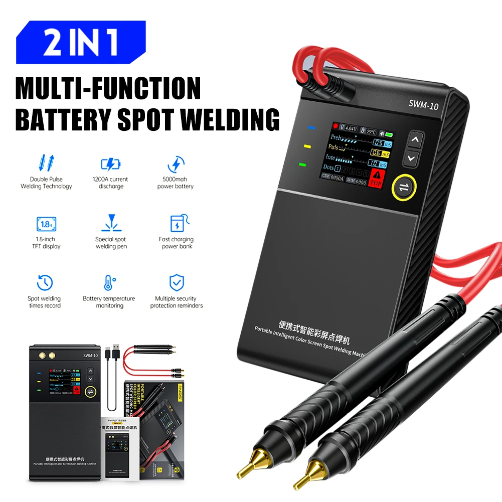 SWM-10 Portátil Mini Máquina de Solda a Ponto, Ajustável DIY Soldador, 1.8 