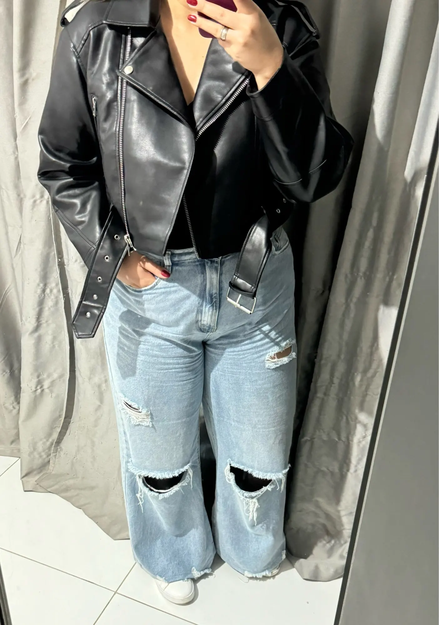 Ailegogo Faux Leather Short Jacket photo review