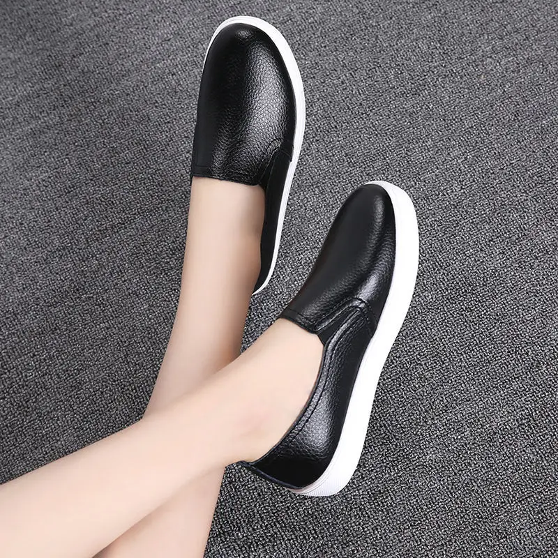 Spring Summer Silver Flats Hollow Out Women's White Loafer Split Leather Boat Shoes Comfy Ladies Best Flats For Standing All Day
