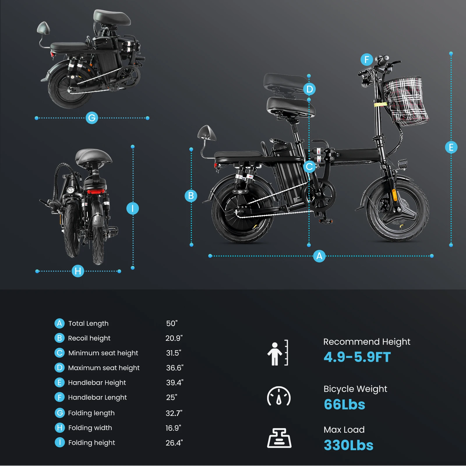 500W Folding Electric Bike 4
