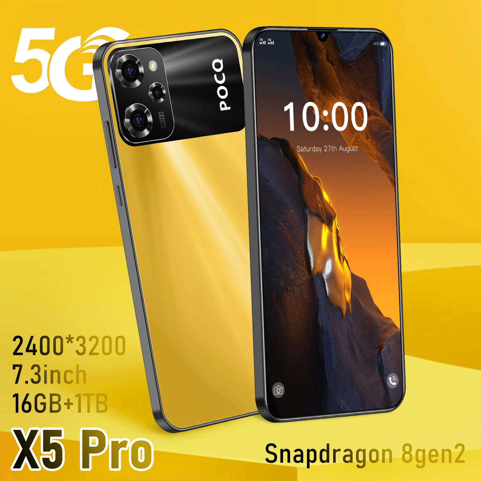 2025 NOWY Telefon kom rkowy X5 Pro 7 3 HD Ekran SmartPhone 16G 1T 5G 2025-nowy-telefon-kom-rkowy-x5-pro-7-3-hd-ekran-smartphone-16g-1t-5g
