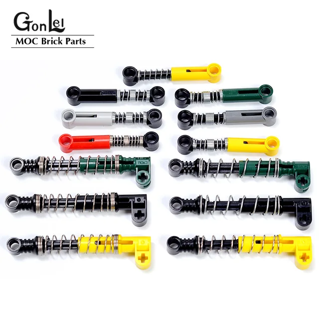 Technical Steering Shock Absorber 6.5L 9.5L 10L,L Damped, with Hard/Soft Spring 76320 MOC Building Block Bricks DIY Kids Toys 2