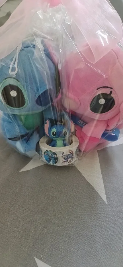 18cm Original de peluche Stitch bebé película dibujos animados modelo muñeca niños figuras de acción juguetes de peluche regalos colgantes photo review