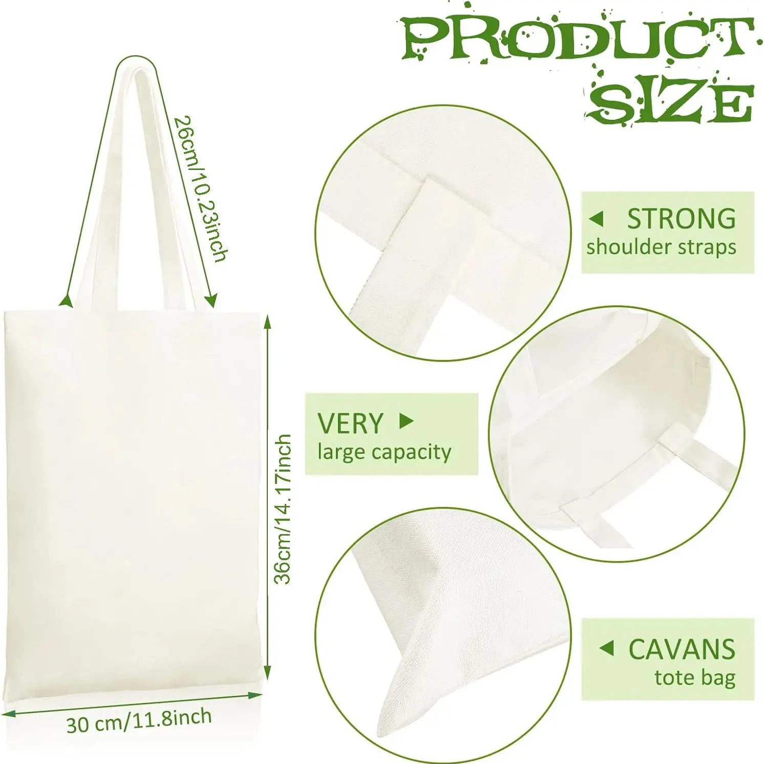 6-Pack DIY Craft Sublimation Tote Bags Blank Canvas Reusable Grocery Bags with Washable Heat Transfer