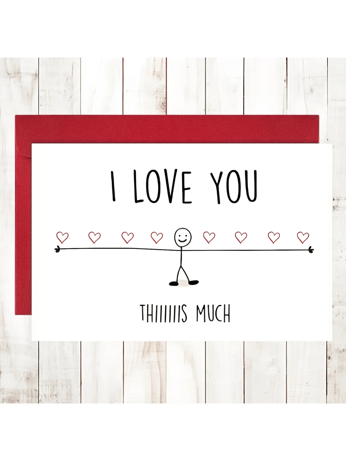 Funny Love Card Valentine's Day Card Anniversary Gift Birthday I Love You Thiiiiis Much 1pc Small Business Supplies Thank Y