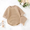 Winter Warm Baby Girls Boys Clothes Knit Romper Sweater Toddler Long Sleeve Solid Knitwear Jumpsuit with Hat for Kid Fall Outfit