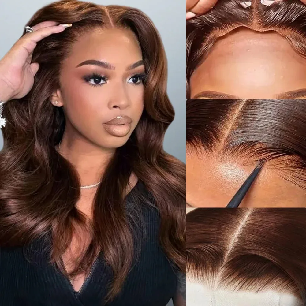 Chocolate Brown Glueless Body Wave Human Hair Wigs 13×4 Hd Lace Frontal Wigs Human Hair Pre-Plucked Ready To Wear For Black Wome 1