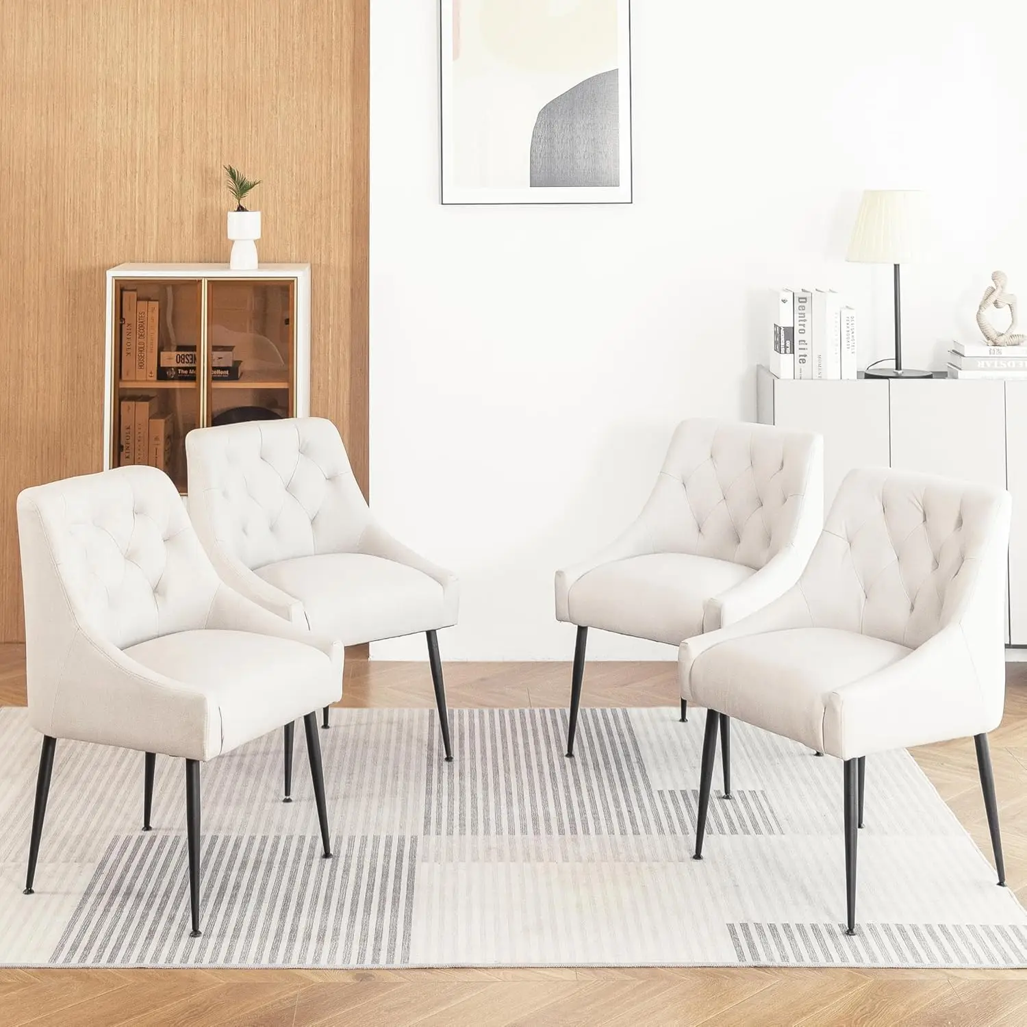 Set mit 2 Esszimmerstühlen, moderne Esszimmerstühle mit gepolstertem Sitz und ergonomischer Rückenlehne mit Metallbeinen für Küche/Wohnzimmer/Res – Detail 16
