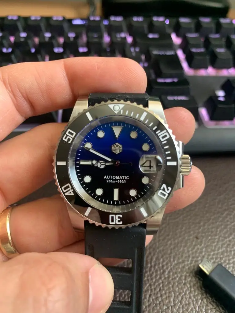 San Martin Diver Water Ghost Luxury Sapphire Crystal Men Automatic Mechanical Watches Ceramic Bezel 20Bar Luminous Date Window