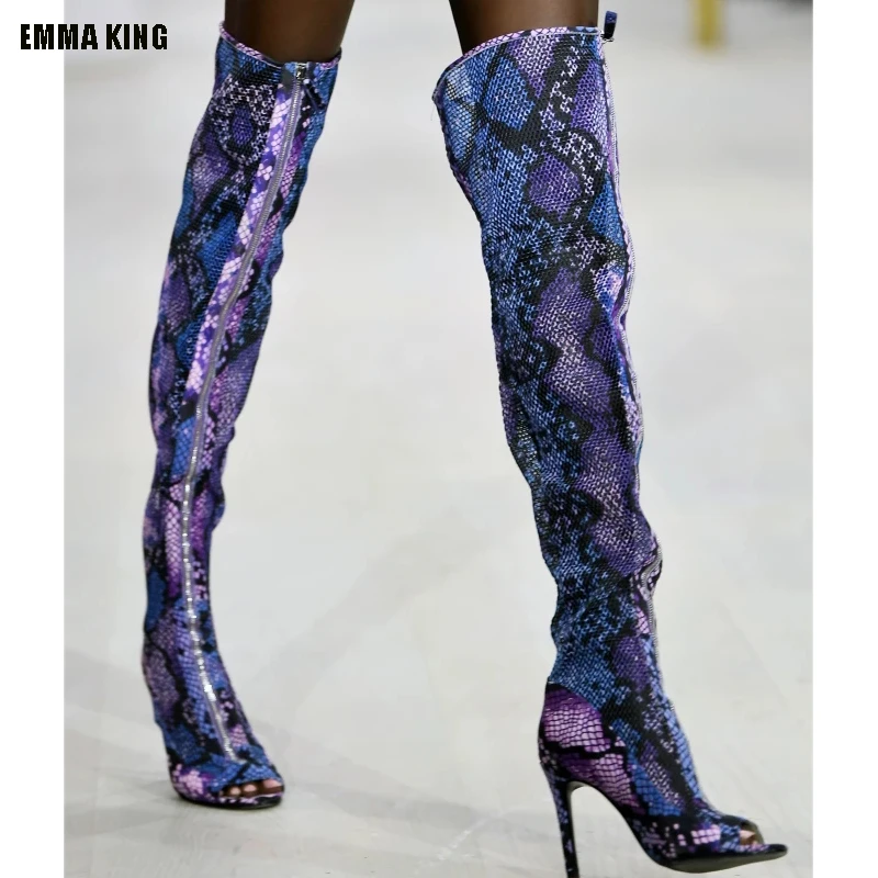 

Leather Long High Women Boots 2022 Thin Heels Elegant Boots Sexy Zipper Over the Knee Boots Autumn Ladies Party Boots 44