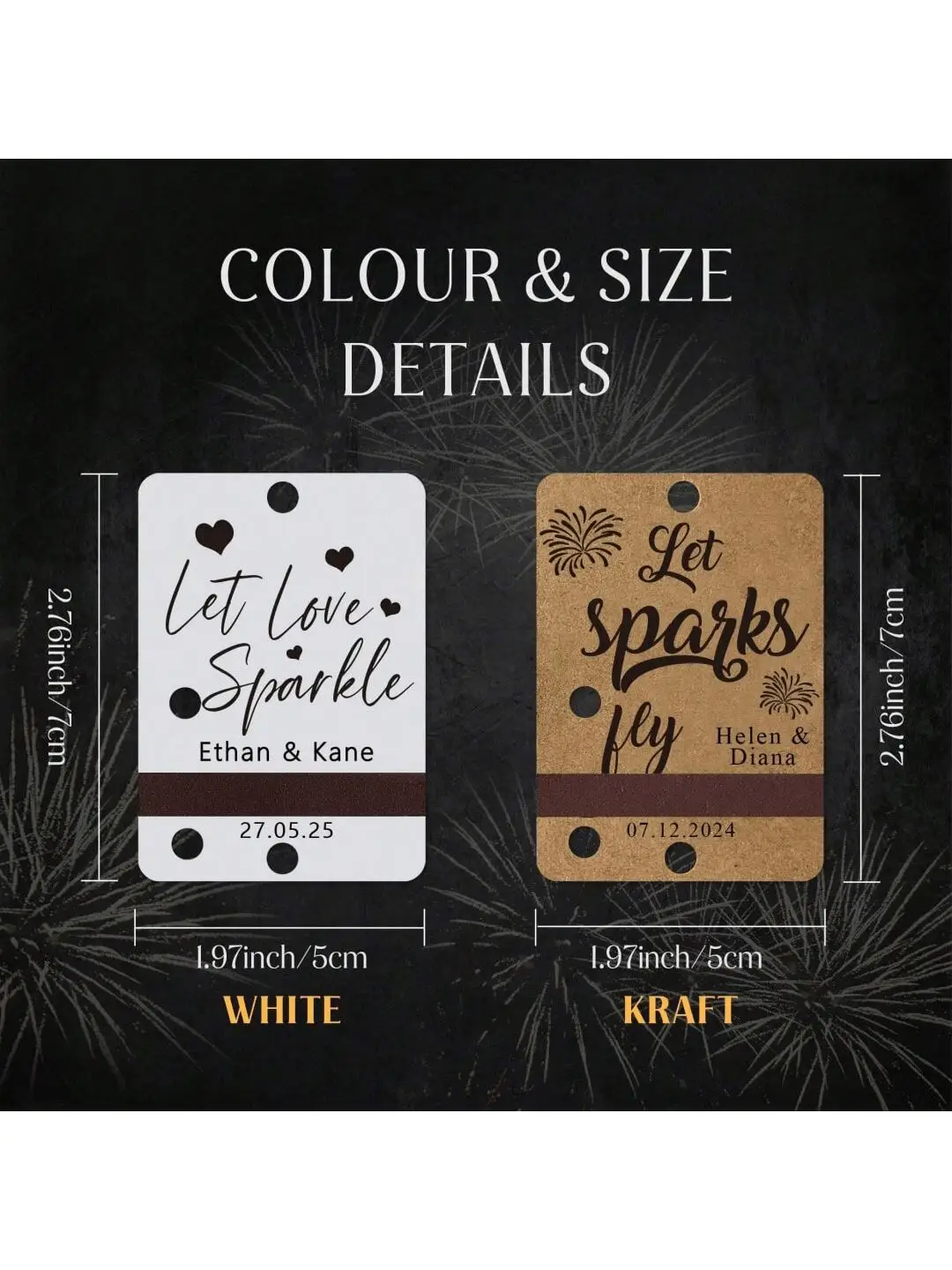 Wedding Sparkler Tags Custom Sleeves 8 Different Designs Love Hollow Fireworks Unique Farewell Favors 5X7.5Cm (No Fireworks)