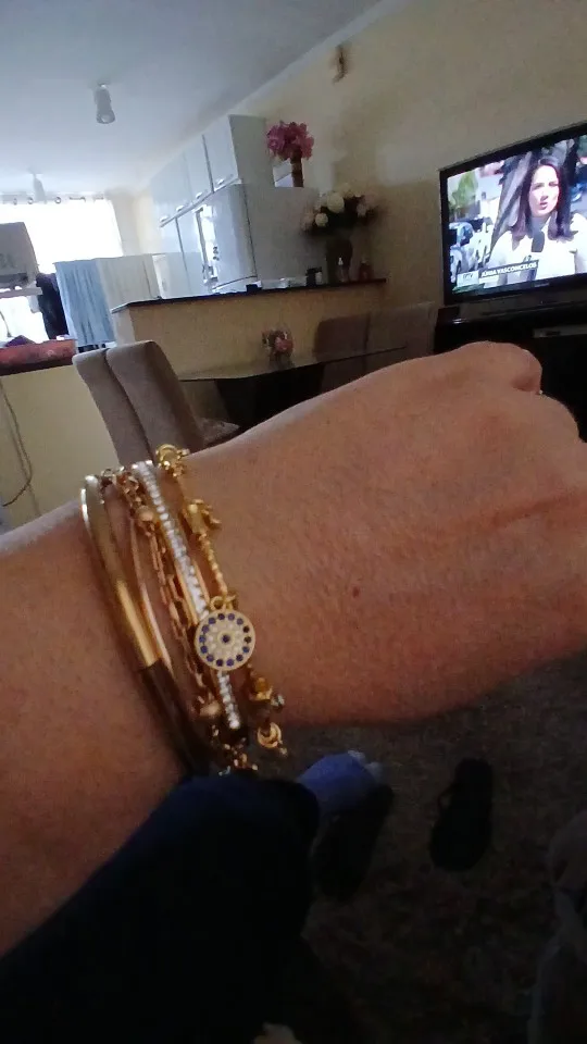 Gold Evil Eye Bracelet | Elegant Gold Bangle photo review