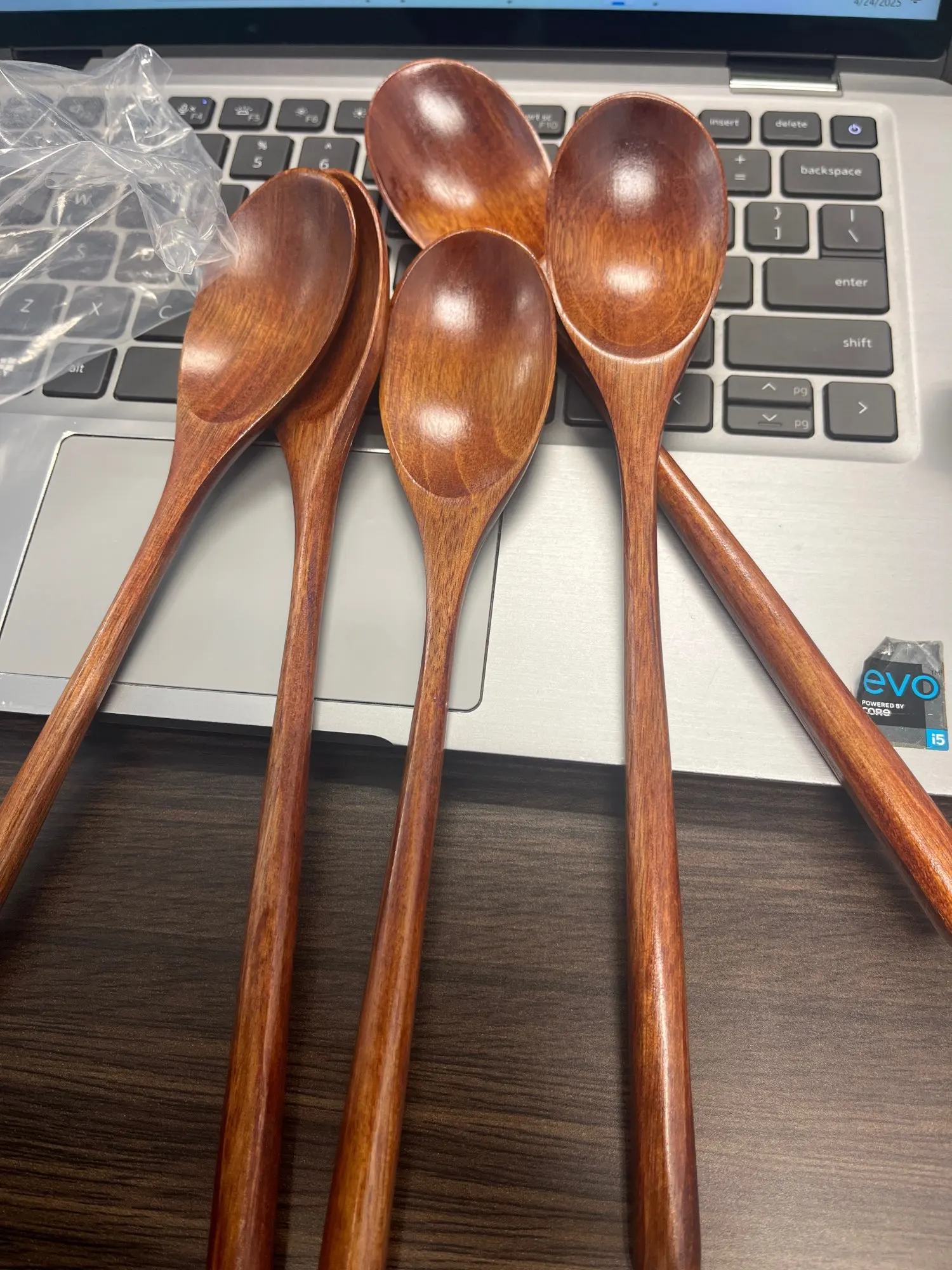 6 Piece Wooden Spoon Bamboo Kitchen Korean Style 9 '' Inch Natural Wood Soup Tableware Cooking Honey Coffee Spoon Mixing Spoon photo review