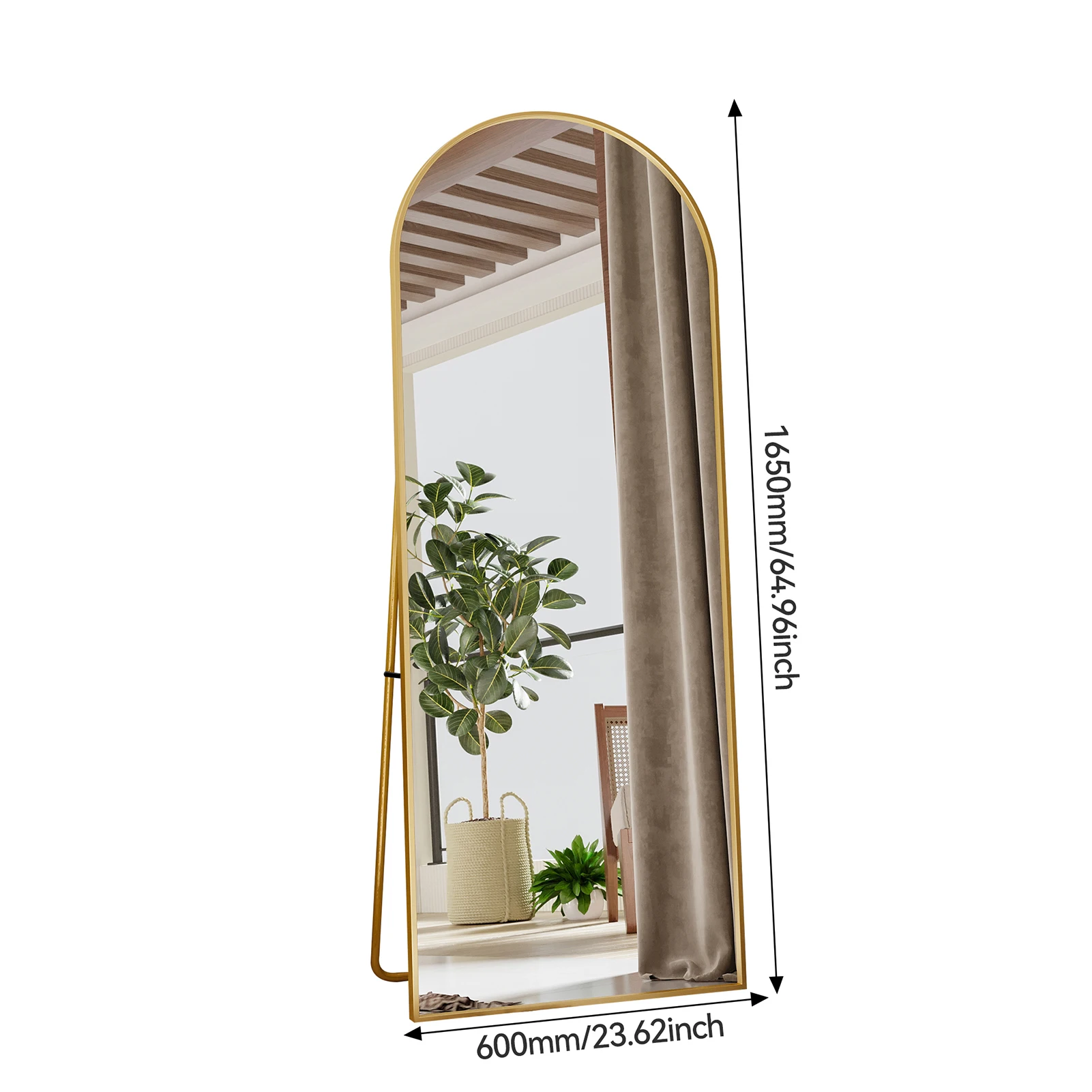 Rosahqnda HD Ganzkörperspiegel 165 x 60 cm Freistehend Zum Aufhängen/Stellen/Neigen ， für Wohnzimmer, Schlafzimmer – Detail 4
