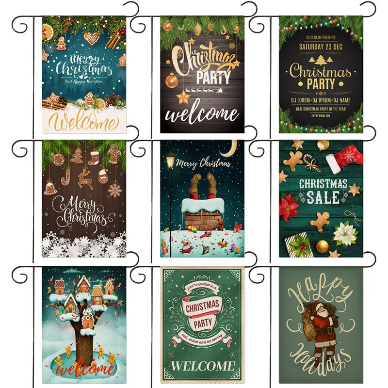 

Christmas Garden Flag Cartoon Cute Santa Claus Christmas Eve Garden Decoration Banner 30*45cm（11.81IN*17.71IN）