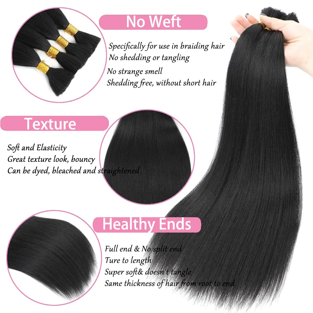 Straight Bulk Human Hair For Braiding No Weft 100% Unprocessed Virgin Human Braiding Hair For Braids Extension