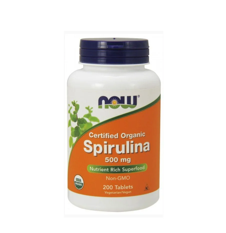 Now espirulina 500 mg 200 tabletas; Vitaminas (A, B1, B2, B6, B12, B5