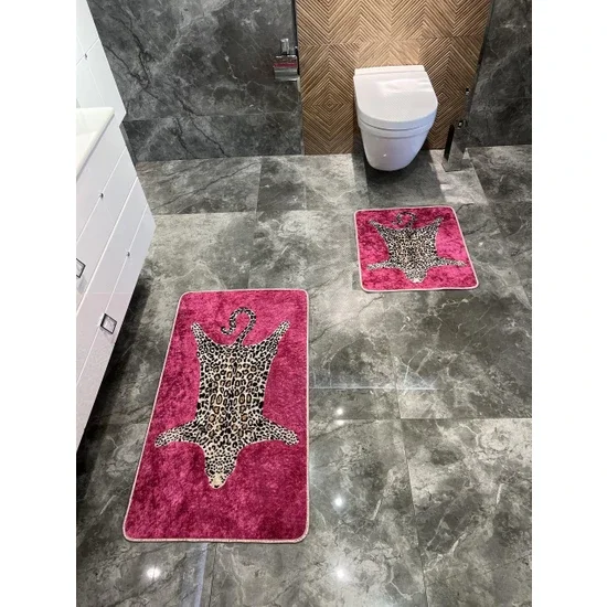 

Brilliant 2 Pcs Leopard Pattern 60X100 - 60X50 Bath Mat •Dimensions (60x100 - 60x50) • Dust-proof, easy to clean. • Non-slip lea