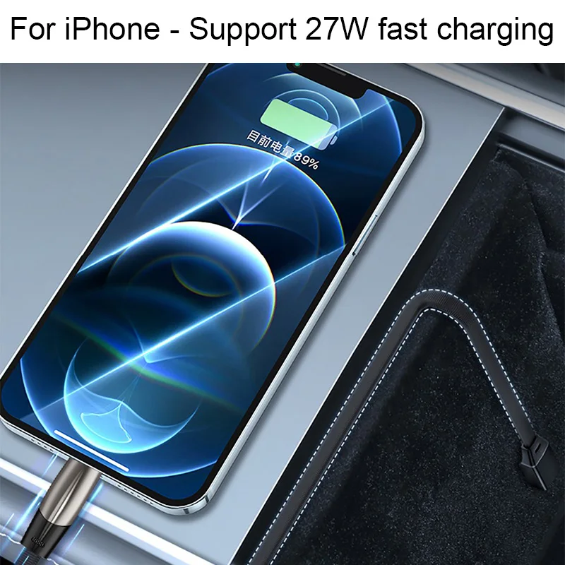 60W Fast Charging Cable Type C To Type C USB C To Lightning Pd Charge iPhone Data Transfer For Tesla Model 3 Highland Y X S 2024