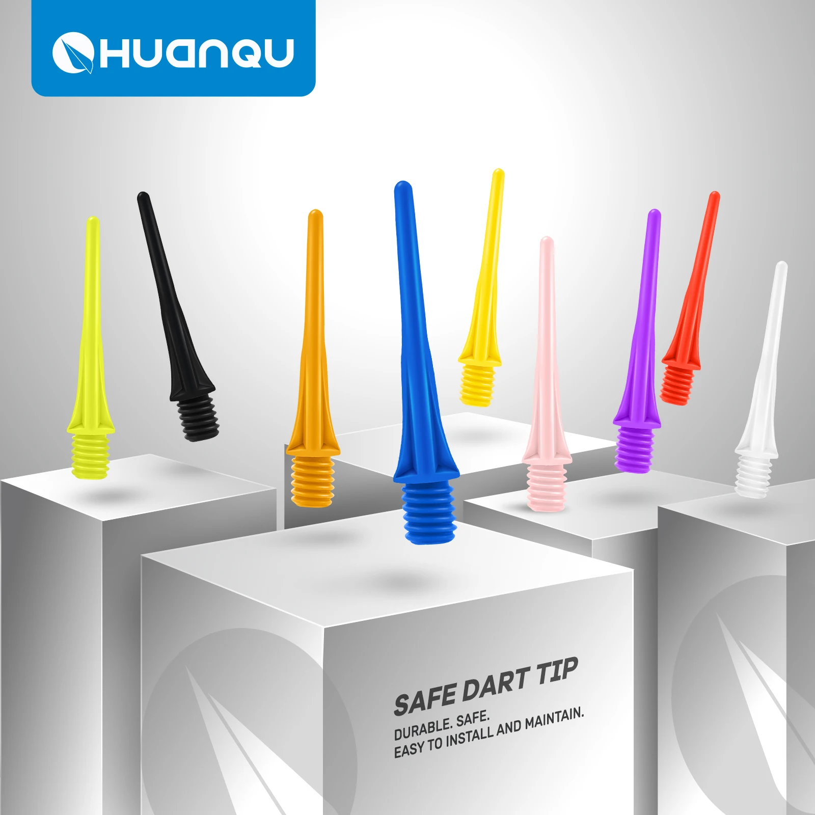 Huanqu 100-Pack Multi-Color Optional Safety Soft Tip Dart Replacement Heads Universal High-Precision Durable Dart Accessories Suitable for Electronic Darts/Home Bar Competition Training Professional Replacement Heads