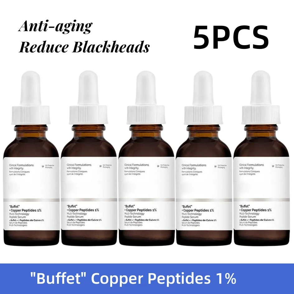 

5PCS Buffet + Copper Peptides 1% 30ml Anti-aging Fade Fine Lines Hydrating Anti Acne Facial Essence Reduce Wrinkles & Blackheads