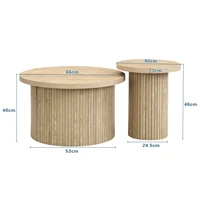 Anajqaqia Lot de 2 tables basses 66*66*40+40*40*46 cm, table ronde double, table d'appoint, table de salon multifonctionnelle 2