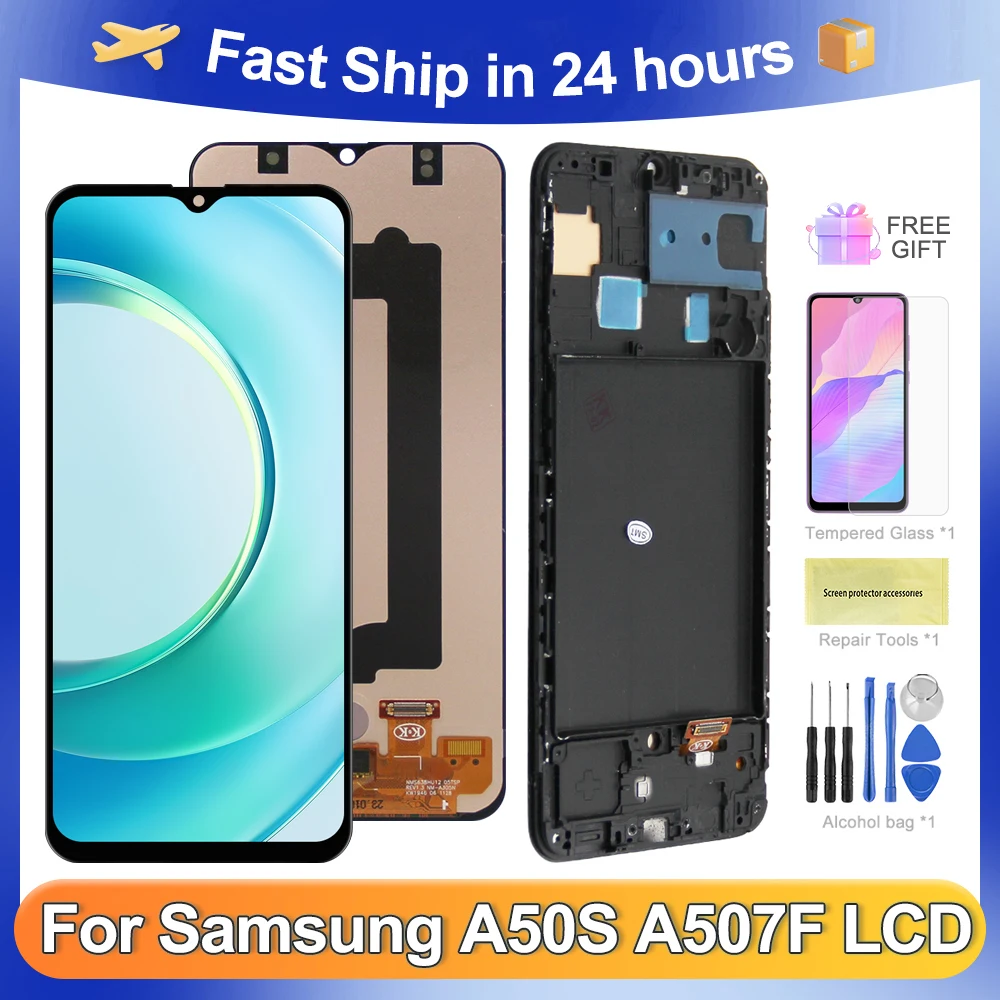 

A50S 6.4''For Samsung For AMOLED A30 A50 A507F A507FN A5070 A507F/DS LCD Display Touch Screen Digitizer Assembly Replacement