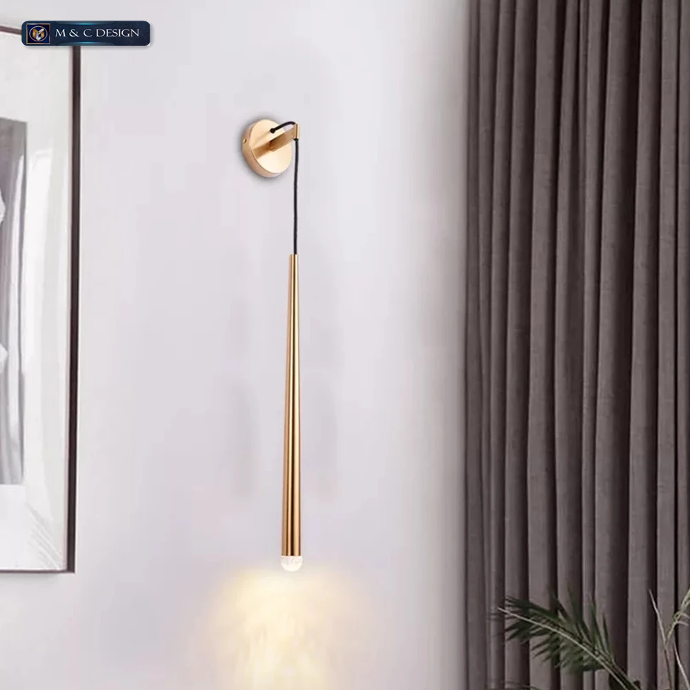 

Post modern luxury Nordic simple living room TV background wall bedroom bedside aisle corridor Gold Pendant wall lamp