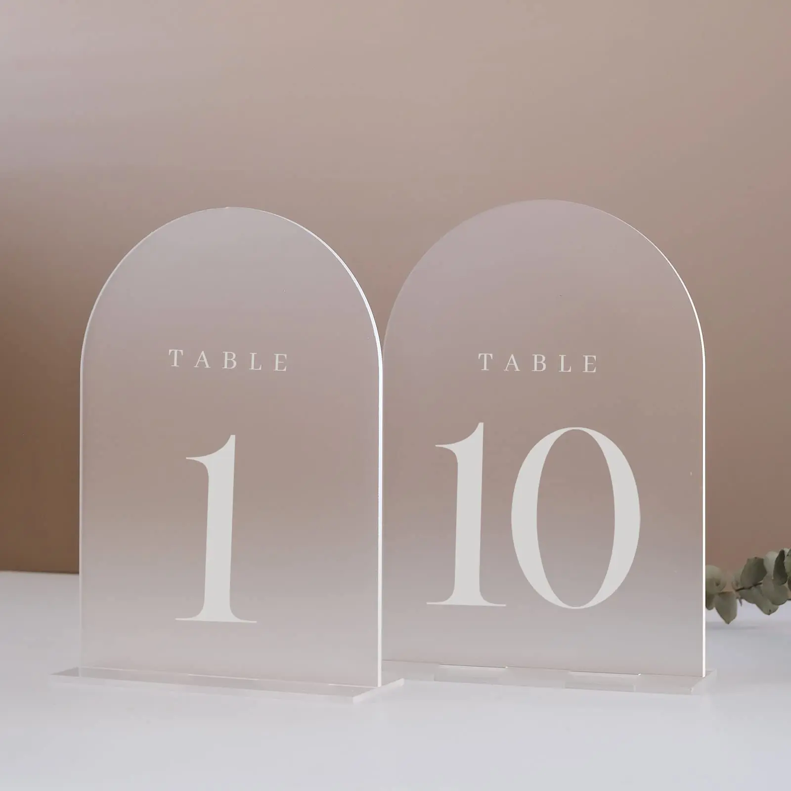 

10 Pack Frosted Arch Acrylic Table Signs with Holder Acrylic Table Numbers Perfect for Wedding Table Centerpiece Decoration
