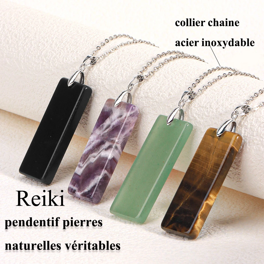 Pendentif Rectangle En Aventurine Verte Naturelle - Pierre Fine - Neuf