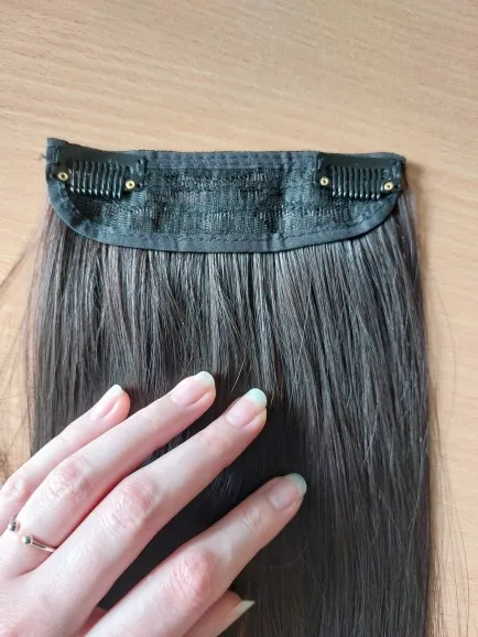 4 st/set 20 tum syntetiskt hårklämma i långa vågiga tjocka hårstycken för kvinnor Helhuvud syntetiskt hårförlängning Ombre hårstycken photo review