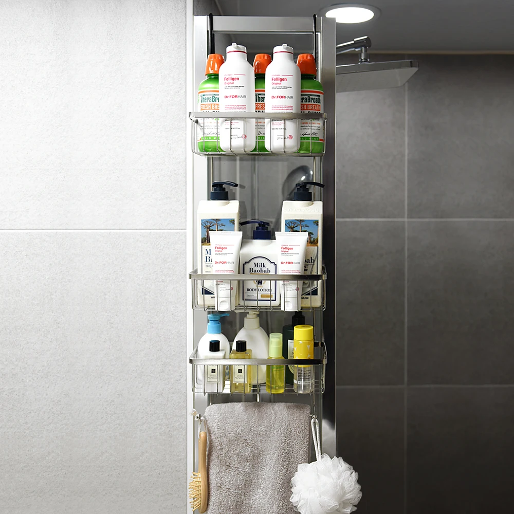 노바리빙 무타공 걸이형 스테인레스 욕실 선반 3단 샤워 부스 설치 - AliExpress 13