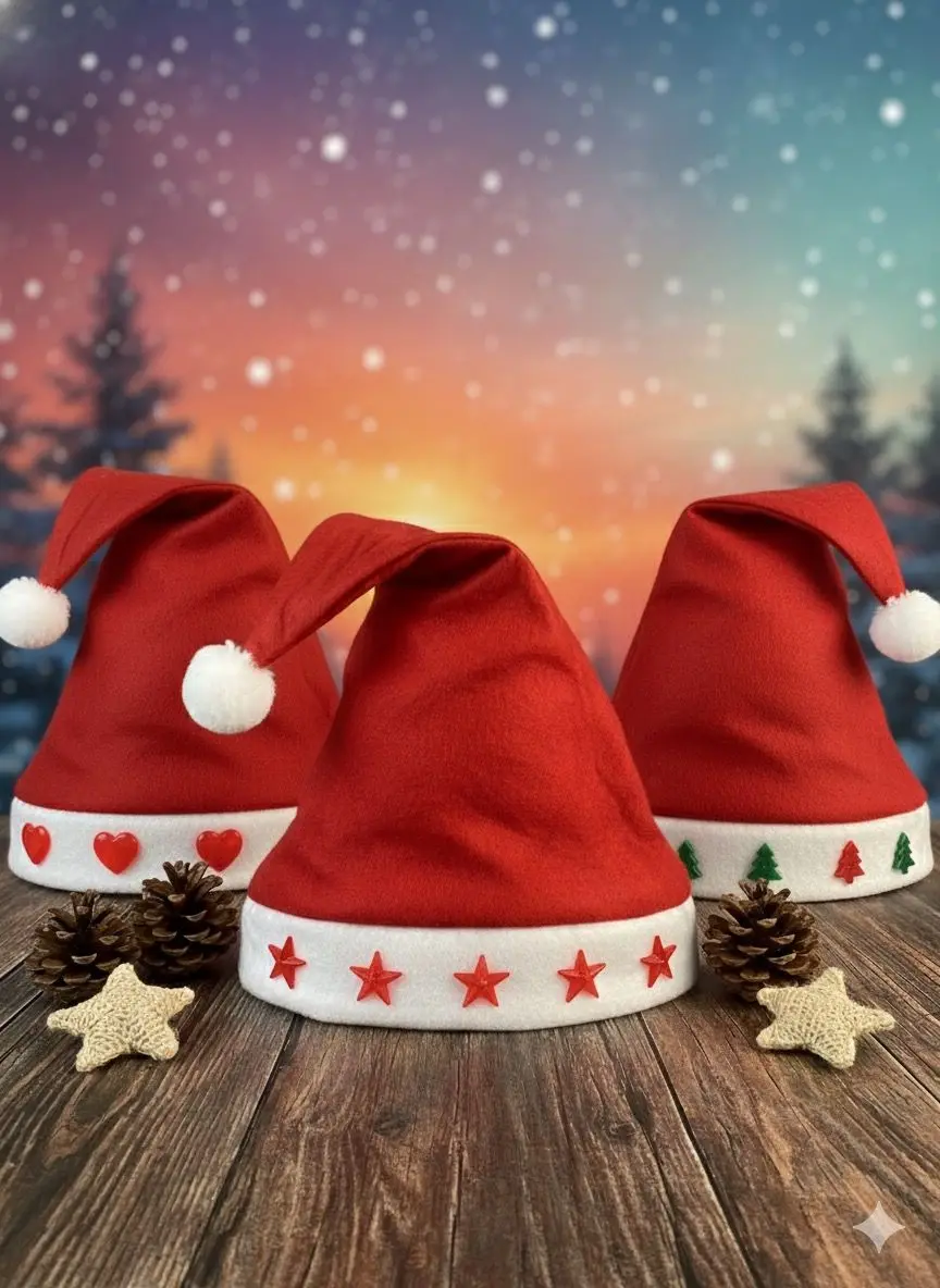 12 Gorros Santa Claus Luminoso Luz Led Navidad