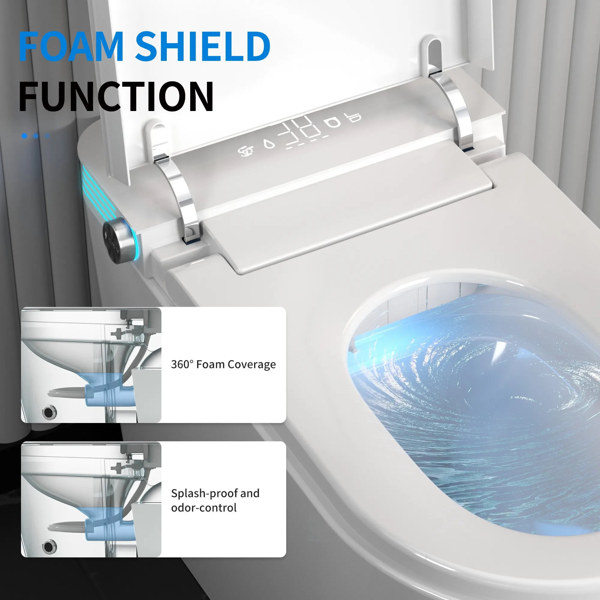 Elongated Smart Toilet with Bidet Built in, with Heated Seat，AUTO Open/Close Lid, Bidet Toilet Seat with AUTO Flush,Air Dry 2