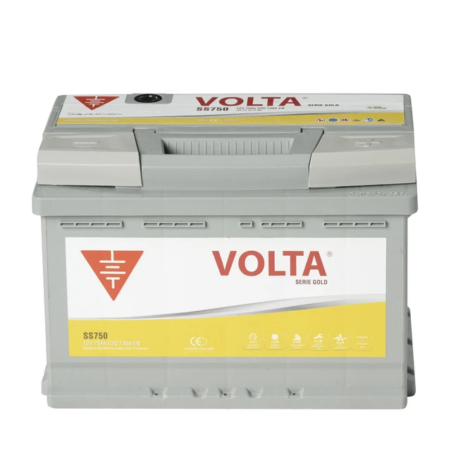 Car battery, Volta, GOLD, START-STOP, 12V, 75AH, 730A, Borne + Dcha.,  278x175x190mm, 2 years warranty, valid for any charger, battery starter