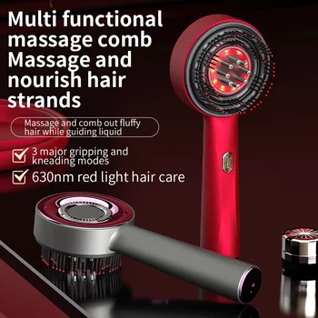 Tuhopeta Pettine elettrico per la crescita dei capelli Terapia della luce rossa Massaggiatore per il cuoio capelluto con applicatore di olio vibrante Spazzola per trattamento anti-perdita di capelli 1